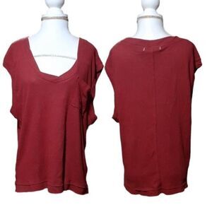 Free People Sleeveless Tee One Pocket Boho Top Terracotta Brick Sz Small